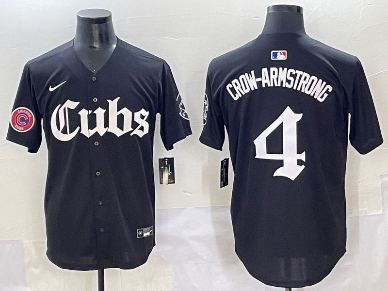 Men 2025 Chicago Cubs #4 Crow-Armstrong Black Five generations Joint Name Nike MLB Jersey style 16